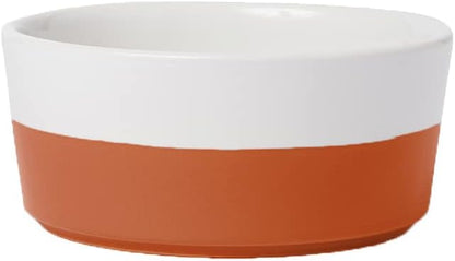 Waggo Dipper Ceramic Dog Bowl for Small and Large Breeds - Heavyweight and Durable Pet Food and Water Dish Crock, Dishwasher Safe, Modern (Teracotta, Large)
