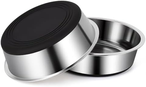 Dog Bowls Durable Non-Slip Stainless Steel Dog Bowls 2-Pack Holds 7 Cups by Unknown
