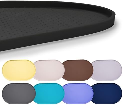 Hubulk 100% Waterproof Silicone Pet Feeding Mat with Raised Edge for Food and Water, Dog Bowl Mats, Cat Bowls Placemat with High Lip Protects Floor for Cats and Dogs (Black, 32" L x 24" W) by Hubulk