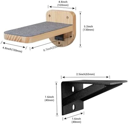 ESPETS Set of 3 Natural Wood Cat Wall Steps Floating Ladder Stairs - Image 3