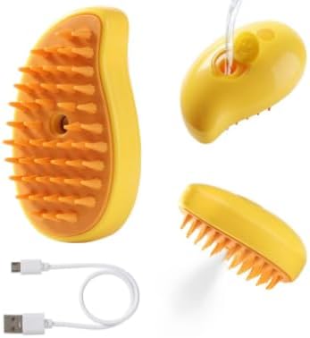 Pet Steam Brush 3-in-1 – Cat & Dog Grooming Brush with Spray – Hair Remover & Deshedding Comb – Silicone Massage Cleaner for Pets