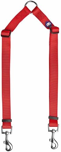 Blueberry Pet Essentials Durable Classic Double Dog Leash Coupler, Rouge Red, Small, Dual Walking & Training Leashes for Two Dogs by BlueberryPet