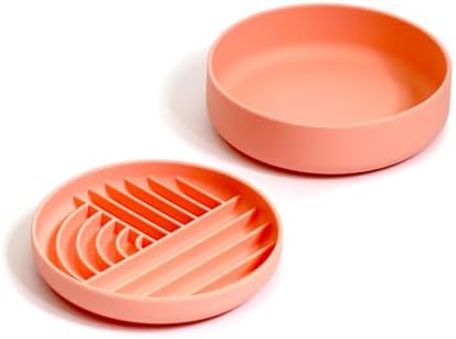 Slow-Feeder & Water Bowl Set by The Dog Tale | Food-Grade Silicone Dog Bowls, BPA-Free, Dishwasher Safe, Freezer Safe (Sherbet) by TheDogTale