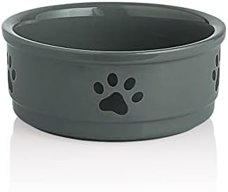 Sweejar Ceramic Dog Bowls with Paw Pattern, Dog Food Dish for Medium Dogs, Porcelain Pet Bowl for Water 35 Fl Oz (Gray) - Image 6