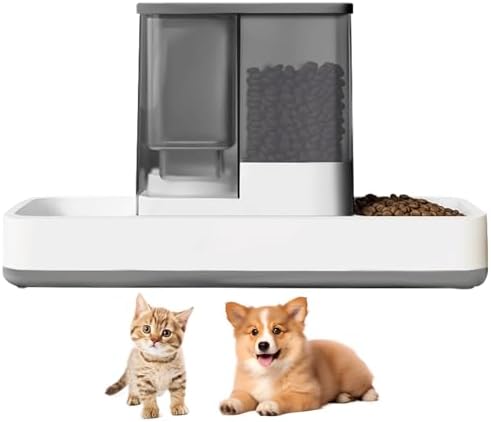 GearRoot Automatic Cat Feeder and Water Dispenser, 2 in 1 Gravity Pet Food Feeder and Water Dispenser Detachable Cat Food Dispenser for Small Dogs and Cats, Gray by GearRoot