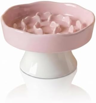 Vexilion pet Raised Slow Feeder cat Food Ceramic Bowl for Small Dogs for Dry and Wet Food (Pink) by Unknown