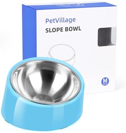 Tilted Dog Bowl Non-Slip & Non-Spill Pet Feeder with Elevated Detachable Melamine Stand, Easy to Get Food Dog Dish, M/180ml Sky Blue by Petvillage