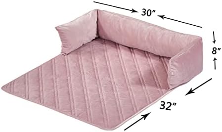 Brilliant Sunshine Silver Pink Velvet Dog Sofa Slipcover, Medium - Image 3