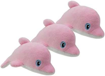 Dog Hide and Seek Toys Puppy Chew Squeaky Toys Plush Mushroom&Bamboo&Shell Hideout Stuffing with Squeakers Animals (3Pcs Squeaky Dolphin Pink) by YOUBEMAGIC