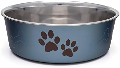 Loving Pets Bella Dog Bowls- Stainless Steel Dog & Cat Bowls - Spill Proof Dog Food Bowl, Cat Bowl, Puppy Essentials & Pet Supplies Great for Home & Travel (Medium 20-35 lbs, Blueberry) by Loving+Pets