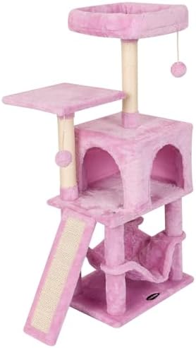 Cut Cat Tree Cat Tower Condo with Hammock Kittens Scratching Post Pink - Image 2