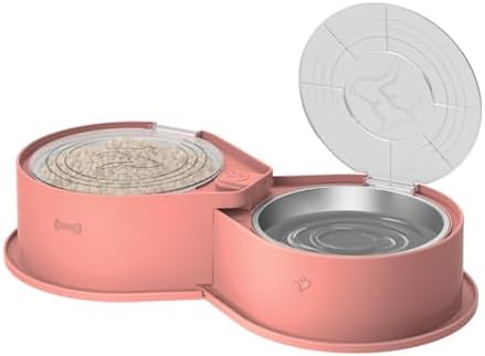 Newget 304 Stainless Steel Dog Bowl Set with Lids, 24oz Foldable Pet Dishes by Newget