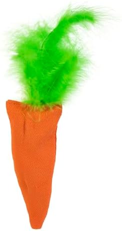 Pet Zone Catnip Feathered Cat Toy, Carrot or Banana, Assorted, Pack of 1 - Image 2