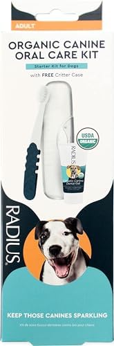 RADIUS Canine Oral Care Kit, Includes 1 Pet Toothbrush, 1 Critter Case, and 0.8 oz Canine Pet Toothpaste, Firm Bristle & Non Toxic Toothpaste for Dogs by RADIUSCorporation