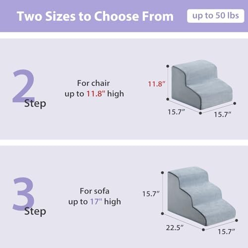 LEXTRO Dog Stairs for Small Dogs, 2-Steps Dog Ramp for Couch, Pet Stairs with Highly Supportive Foam and Non-Slip Bottom, Pet Steps for Cat & Doggie (High 11.8 Inch) - Image 4