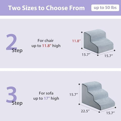 LEXTRO Dog Stairs for Small Dogs, 2-Steps Dog Ramp for Couch, Pet Stairs with Highly Supportive Foam and Non-Slip Bottom, Pet Steps for Cat & Doggie (High 11.8 Inch) - Image 4