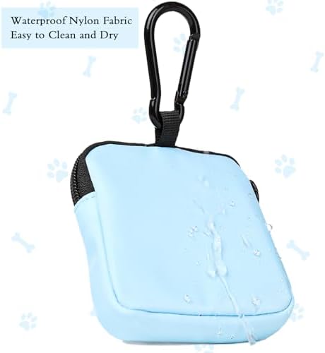 Dog Treat Pouch Pocket Sized Pet Puppy Training Pouch for Dog Training Behavior Aids, Waterproof Nylon Fabric Dog Poop Bag Holder, Hands Free Dog Walking Bag with Metal Carabiner (Blue) - Image 3