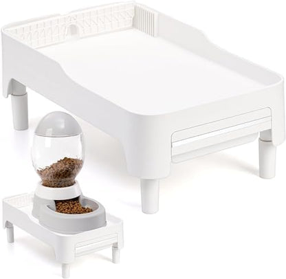 YOUEON Raised Pet Feeder Stand for Cats and Dogs Neck Health, Adjustable Height Elevated Shelf Suitable for 90% Automatic Pet Feeder & Water Dispenser, with Drawer to Stock Pet Snacks, Canned Food by YOUEON