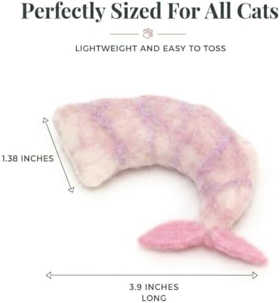 Glaciart One Wool Shrimp Cat Toys with Catnip | Interaction & Boredom Relief, Encourages to Exercise, Explore & Play | Filled w/Organic Herbs to Help Sooth or Reduce Anxiety - Image 6