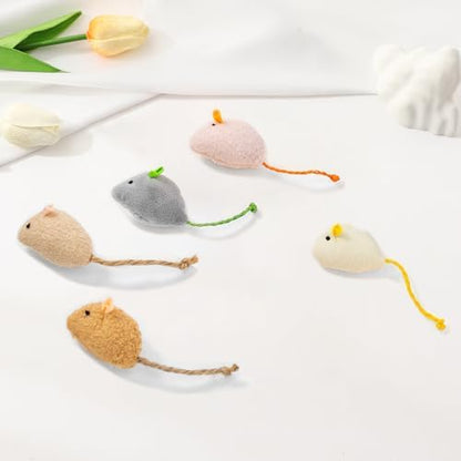 Shudyear cat Toys 5pcs Mouse Toys, Interactive Catnip Animal Toys for Indoor Kittens to Eliminate Boredom for Bored Indoor Cats (5pc) - Image 3