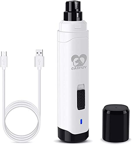 Casfuy Dog Nail Grinder Upgraded - Professional 2-Speed Whisper-Quiet Electric Pet Nail Trimmer Painless Paws Grooming & Smoothing for Small Medium Large Dogs & Cats (White) by casfuy