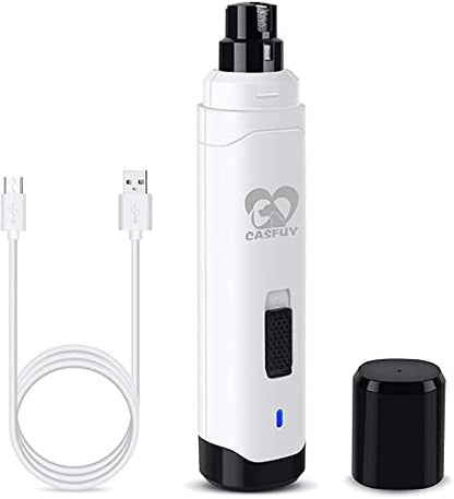 Casfuy Dog Nail Grinder Upgraded - Professional 2-Speed Whisper-Quiet Electric Pet Nail Trimmer Painless Paws Grooming & Smoothing for Small Medium Large Dogs & Cats (White) by casfuy