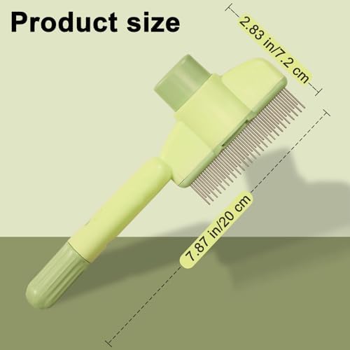 Dogs and Cats Comb with Release Button, Pet Hair Removal Tools with Safe Stainless Steel Teeth for Deshedding, Cat Grooming Supplies for Long/Short Hair, Cat Brush for Shedding, Green - Image 2