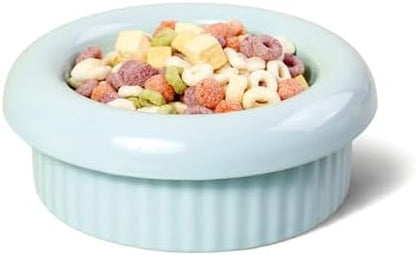 Donut Bowl Elevated Ceramic Cat Bowl with Stand, Raised Whisker-Friendly Bowl for Cats & Small Dogs, Patented Donut Design, Made in Korea (2.8" H -Blue) by BOWLBOWL