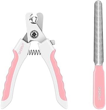 4.7" Small Dog & Cat Nail Clipper Stainless Steel Cat Claw Trimmers for Rabbits, Guinea Pigs, Birds, Puppies, Kittens and Small Animals Pet Nail Clipper for Professional and Home Use (Pink) by OneCut