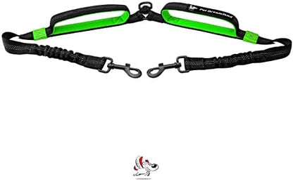 Pet Dreamland Exquisite Double Dog Coupler No Tangle Swivel for Two Medium Dogs. Premium Quality Attachment for Easy Dog Walking. You Will Absolutely Love This Amazing Gear (Black & Green) by PetDreamland