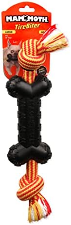 Mammoth Pet Products TireBiterII Bone with Extra Cotton-Poly Rope â€“ Natural Rubber Dog Toys for Extreme Chewers â€“ Aggressive Chewer Toys for Dogs - Large 15â€, Black (35023F) - Image 2