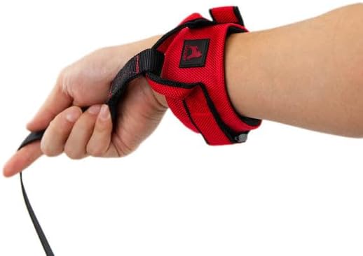 Gooby Easy Fit Wrist Band Surfer Leash - Red, 6 FT - Comfortable Hands Free Leash with Elastic Band for Small, Medium and Large Dogs