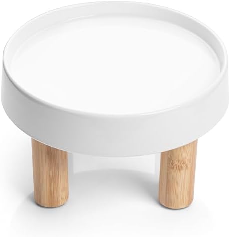CatGuru Food Table for Cat Bowls, Elevated Feeding Station for Cat Food Bowl, Raised Stand for Food and Water Bowls, Pet Feeder for Indoor Cats, Stress Free Stand for Pet Dishes (Marshmallow, High) by CatGuru