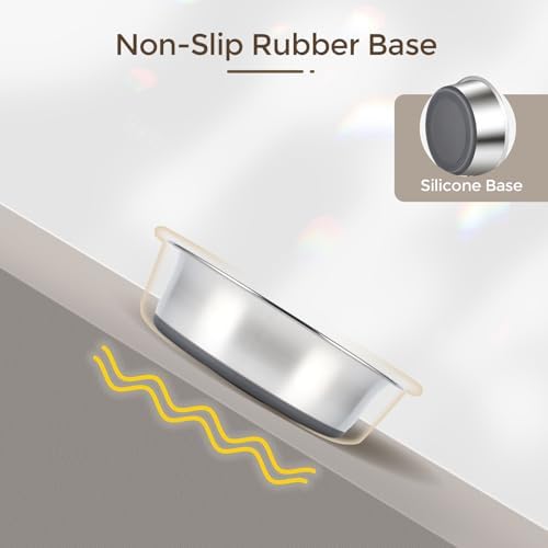 Dog Bowls Durable Non-Slip Stainless Steel Dog Bowls 2-Pack Holds 2 Cups - Image 3