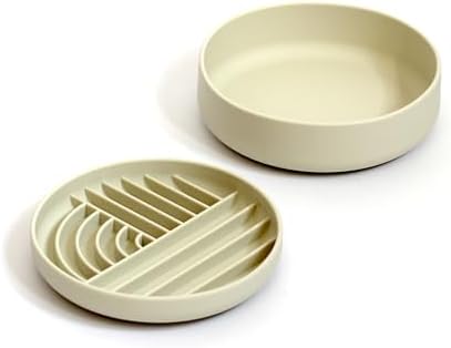 Slow-Feeder & Water Bowl Set by The Dog Tale | Food-Grade Silicone Dog Bowls, BPA-Free, Dishwasher Safe, Freezer Safe (Oatmeal) by TheDogTale