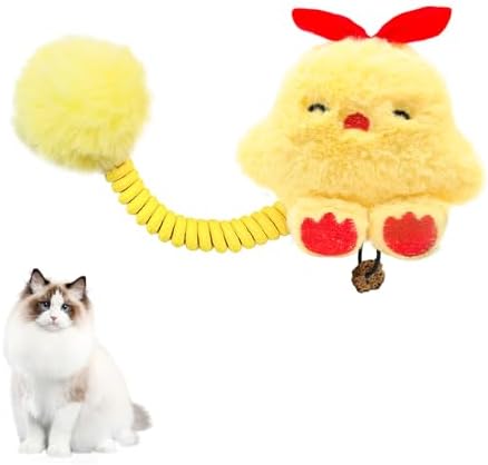 Andiker Catnip Toys, Cat Interactive Toys with Silvervine Fruit & Spring & Fuzzy Ball for Relaxing Playing, Plush Cat Teething Toys for Indoor Kitten for Cleaning Teething (Yellow Chick) by Andiker-ServingforYou
