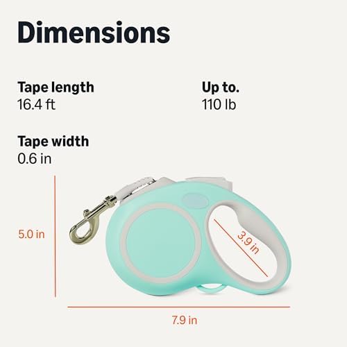 Amazon Basics Retractable Dog Leash, Reflective with Ergonomic Handle, Quick-Lock, 16.4 ft, 110 lb, Large - Image 5