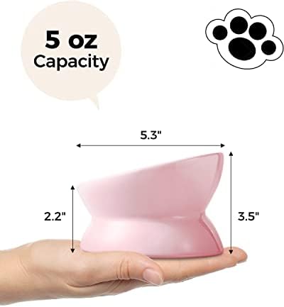 LoeJan Elevated Cat Food Bowl, 5 Oz Ceramic Raised and Tilted Water Bowl, Anti Vomiting and Protect Pets' Spines Dishes for Small Dog, Fat Faced Cat, Kitten (Pink, 1 Pack) - Image 5