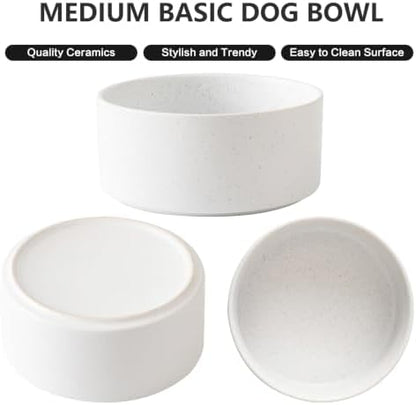 6'' Ceramic Dog Bowl - 30Oz Classic Dogs Food & Water Bowl for Small and Medium Breed Dogs, Heavy Duty Non-Slip Dog Dishes, Food Grade Pet Bowl, Dishwasher & Microwave Safe, Speckled White - Image 2