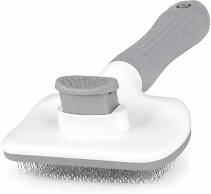 Generic Pet Grooming Brush, Gray - Self Cleaning Dematting Comb for Cats and Dogs, Bristles with Massage Particles, Ergonomic Handle Design, Easy to Use, for Long or Short Hair Breeds, Stainless Steel by Unknown