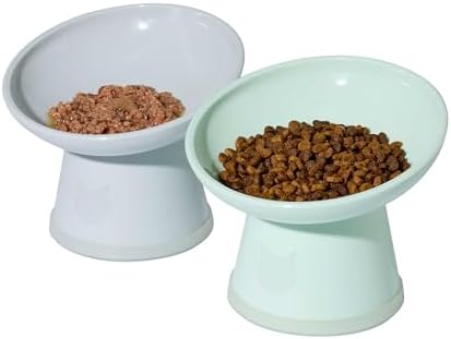 Necoichi BPA-Free Elevated Cat Food Bowls, 15° Tilted, 2-Pack (Smoky Mint) by %E7%8C%AB%E5%A3%B1