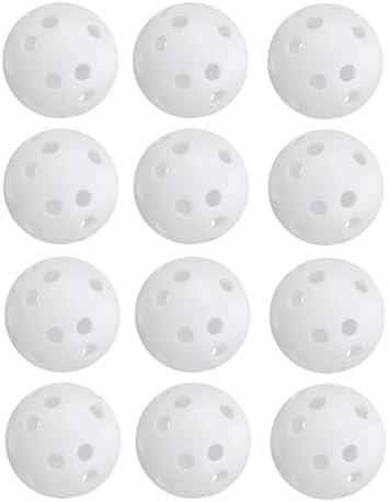 Low Noise No Bells Cat Ball Toy, 12Pcs White Plastic Golf Balls with Holes, Funny Interactive Cat Toys for Bored Indoor Cats,Cute Kitten Kitty Toys(1.65") by ENERKEEN
