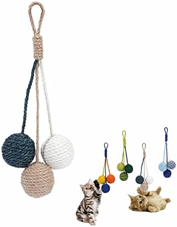 Cat Toy Sisal Ball Hanging Cat Toy Handmade Cat Rope Ball Chew Eco-Friendly Toy Pets Interactive Toy Cat Toys for Indoor Cats (Original Color, 1pcs) by RORIPOPPU