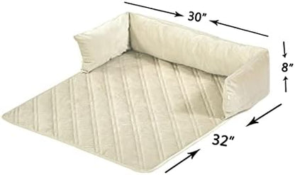 Brilliant Sunshine Beige Natural Velvet Dog Sofa Slipcover, Medium - Image 3
