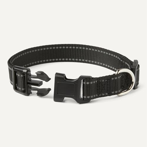 Amazon Basics Reflective Polyester Dog Collar, Adjustable Length 15"-23.5", 1.1" W, Quick-Release Buckle for Easy On/Off, Medium, Black - Image 3