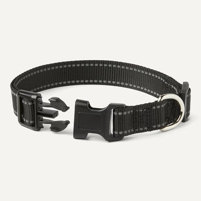 Amazon Basics Reflective Polyester Dog Collar, Adjustable Length 15"-23.5", 1.1" W, Quick-Release Buckle for Easy On/Off, Medium, Black - Image 3