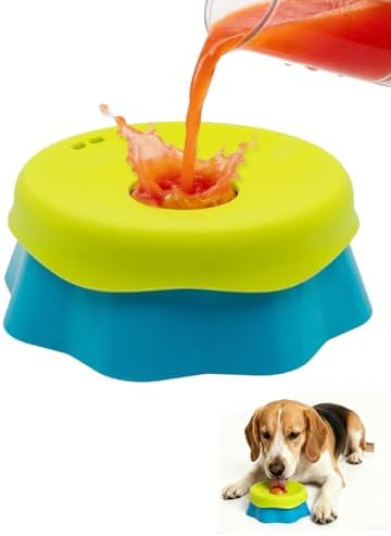 Huafly Slow Feeder Dog Bowls for Liquid Treat, Yogurt Pup Lick Toy,Bone Broth Dog Lick Bowl, for Small Large Medium Dogs Dietary Supplement or Post-op Nutrition,Include Enrichment Ball-Roll by Huafly