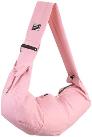 Dog Sling Carrier for Small Dogs and Cats Up to 16.5 Lbs, Soft Pouch Waterproof with Zipper Pocket Pet Cross Body Shoulder Bag, (Pink Red, 1 Pcs) Intended for Outdoor/Travel by Unknown