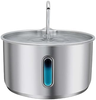 135oz/4L 304 Stainless Steel Cat Water Fountain for Cats & Dogs – LED Window with Blue/Red Alerts, Ultra-Quiet 38dB Pump, Auto Shut-Off, Night Light, Indoor Pet Water Dispenser by Unknown