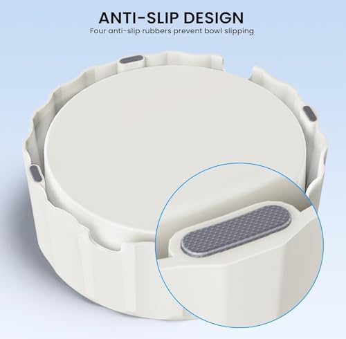 Dog Small Animals Water Bowl No Spill 70oz/2L Large Capacity Dispenser Non Slip No Splash Small Animals Bowl Pet Slow Feeder No Drip Dog Water Bowl on Vehicle for Dogs and Cats - Beige - Image 4